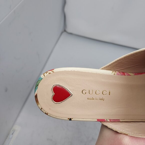 Gucci Princetown Rose Floral Cream Mule Slide Shoe - Picture 7 of 9
